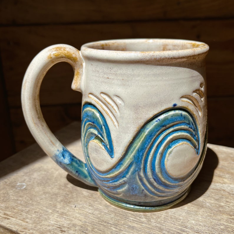 Wave Mug 20oz Ceramic Ocean Waves Mug Beach Mug Tropical Mug image 6