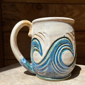 Wave Mug 20oz Ceramic Ocean Waves Mug Beach Mug Tropical Mug image 7