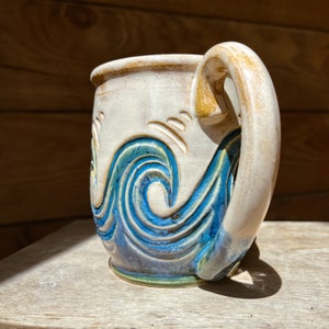 Wave Mug 20oz Ceramic Ocean Waves Mug Beach Mug Tropical Mug image 9