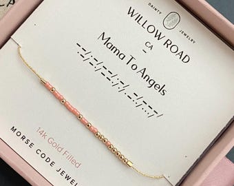 Mama To Angels Morse Code Bracelet, Loss Of Child Gift, Bereaved Mother Jewelry, Memorial Bracelet, Sympathy Gift, Chain Bracelet