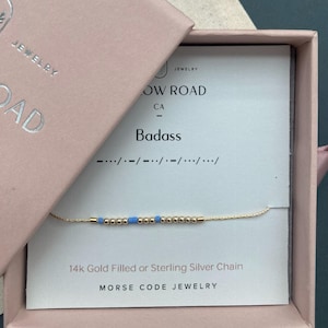 Bracelet code Morse dur à cuire sur une chaîne - bijoux d'autonomisation pour femme, cadeau d'encouragement, bracelet de motivation, cadeau pour elle