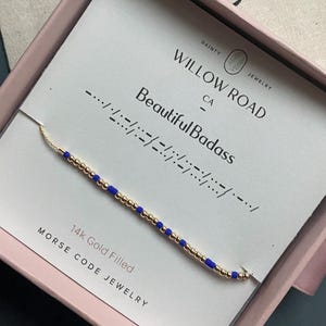 Beautiful Badass Morse Code Bracelet for Women, Motivational Curse Word Jewelry, Girl Power Mantra Bracelet, Anniversary Gift for Wife