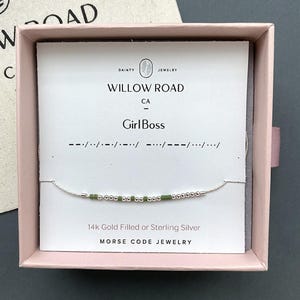 Girl Boss Morse Code Bracelet, Graduation Gift Bracelet, Dainty Chain Bracelet, Class of 2026 Gift, Sassy Grad Jewelry