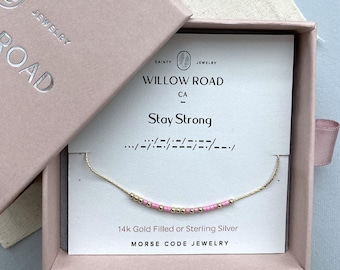Recovery Gift for Women, Stay Strong Morse Code Necklace, Surgery Recovery Gift for Her, Encouragement Jewelry
