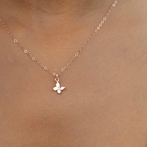 Rose Gold Butterfly Necklace, Tiny Butterfly Jewelry Gift for Women, Butterfly Necklace Gold, Dainty Necklace Pendant Bridesmaid Gift,
