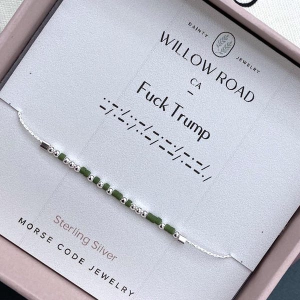 Fuck Donald Trump Morse Code Bracelet, Sterling Silver or 14k Gold Chain, Subtle Anti Trump Jewelry