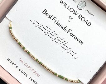 Best Friends Forever Morse Code Bracelet, BFF Gift for Best Friend, Friendship Bracelet, Birthday Gift for Her, Dainty Chain