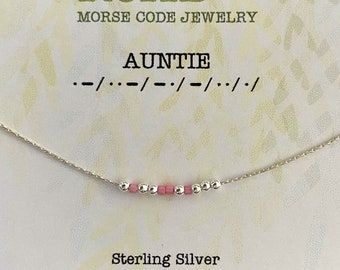 Auntie Gift Baby Announcement • Custom Morse Code Aunt Necklace • Best Friend Necklace Gifts Sister Gift Personalized Gift