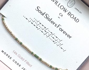 Soul Sisters Forever Morse Code Bracelet, Best Friend Gift, Soul Sister Bracelet, Friendship Gift for Her, Dainty Chain