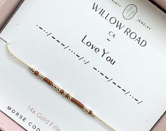 Gift for Wife, Love You Morse Code Chain Bracelet, Girlfriend Gift, Anniversary Gift for Her, Hidden Message Jewelry