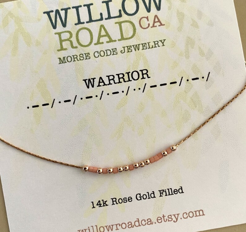 Warrior Morse Code Necklace in 14k Gold Silver and Rose Gold | Etsy