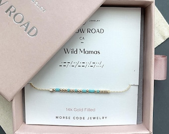 Pulsera Wild Mamas, regalo para mamá y amiga, pulsera con código Morse para mejores amigas, joyería para mamás atrevidas
