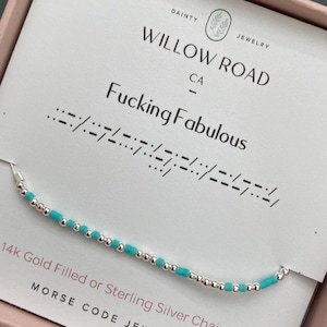 Fucking Fabulous Morse Code Bracelet, 40th Birthday Best Friend Birthday Gift, Unique Gifts for Her, Gag Gift For Women, 50th Birthday Mom