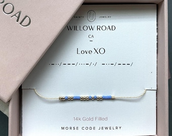 Love XO Morse Code Bracelet, Gift For Her, Best Friend Gift, Anniversary Gift, Valentine Gift, Dainty Chain Bracelet