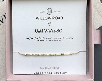Pulsera con código Morse "Hasta que tengamos 80", regalo para la mejor amiga, regalo para una hermana del alma, pulsera de la amistad, regalo de cumpleaños para tu mejor amiga, mensaje secreto.