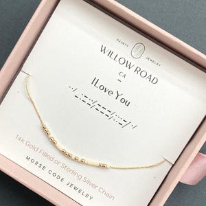 I Love You Morse Code Necklace – Gift for Girlfriend, Wife, or Mom, Anniversary Gift, Valentine’s Day Jewelry, Romantic Gift for Her