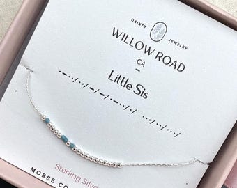 Little Sis Morse Code Necklace, Little Sister Gift, Hidden Message Necklace, Sibling Jewelry, Sister Keepsake, Gift for Her