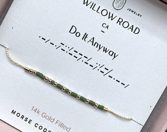 Pulsera con código Morse "Hazlo de todos modos", "Siente el miedo y hazlo de todos modos", pulsera inspiradora, joyería con mensaje secreto, regalo para aumentar la confianza.