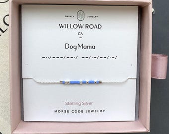 Dog Mama Morse Code Bracelet, Gift For Dog Mom, Dog Lover Gift, Pet Mom Jewelry, Dainty Chain Bracelet