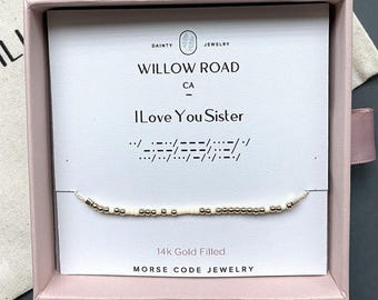 Gift for Sister, Sister Bracelet, Birthday Gift, Morse Code Bracelet, Hidden Message Jewelry, Dainty Chain Bracelet