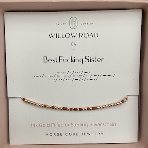 Meilleur bracelet en code morse putain de soeur sur une chaîne délicate, cadeau de soeur drôle pour elle, cadeaux de bijoux avec gros mots