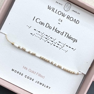 I Can Do Hard Things Bracelet, Morse Code Bracelet, Uplifting Bracelet, Grit Bracelet, Strength Bracelet, Secret Message Jewelry