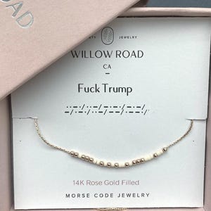 Fuck Trump Morse Code Necklace – Political Statement Jewelry, Hidden Message Gift, Feminist Jewelry, Dainty Necklace