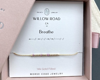 Pulsera con mensaje en código Morse "Respira", regalo de ánimo para ella, regalo para aliviar la ansiedad, pulsera con mensaje secreto, joyería con significado.