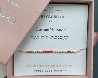 Custom sterling silver Morse code bracelet, Personalized Christmas gift for her, Hidden message bff bracelet