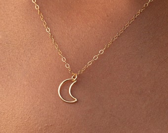 Dainty Crescent Moon Necklace in Sterling Silver or 14k Gold; Celestial Jewelry Gift for Women; Birthday Gift for Best Friend