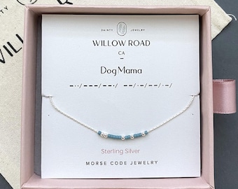 Dog Mama Morse Code Necklace, Gift For Dog Mom, Dog Lover Gift, Pet Mom Jewelry, Dainty Necklace For Her