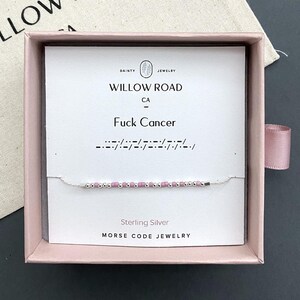 Fuck Cancer Morse Code Bracelet – Dainty Encouragement Jewelry, Cancer Survivor Gift, Badass Strength Bracelet, Chemo Warrior Gift