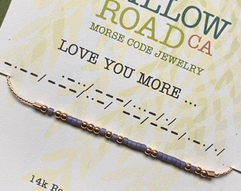 I Love You More Custom Morse Code Bracelet, Birthday Gift For Mom or Daughter, Anniversary Gift for Girlfriend or Wife, On Dainty Chain