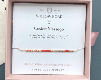 Custom Morse Code Bracelet, Graduation Gift for Her, Personalized Secret Message Jewelry, Dainty Chain Bracelet, Class of 2026 Gift