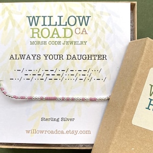 Always your daughter Morse Code Chain Bracelet in Sterling Silver or 14K Gold, Mother of the Bride Gift From Daughter, Mother&#39;s Day Gift