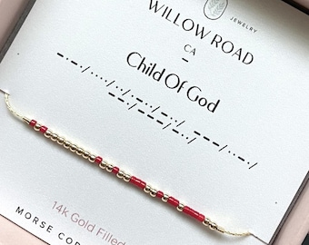 Pulsera con código Morse "Hija de Dios", regalo cristiano para hija, pulsera de fe, regalo religioso, regalo de confirmación, regalo de bautismo.