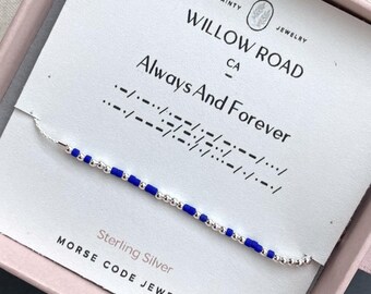 Regalo de aniversario para esposa, pulsera con cadena de código Morse "Siempre y para siempre", regalo para novia, joyería con mensaje oculto, regalo de boda