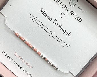 Mama To Angels Morse Code Bracelet, Loss Of Child Gift, Bereaved Mother Jewelry, Memorial Bracelet, Sympathy Gift, Chain Bracelet