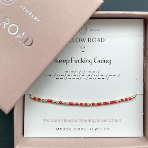 Keep Fucking Going Morse Code Chain Bracelet – Hidden Message Gift for Her, Thinking of You Gift, Cuss Word Bracelet