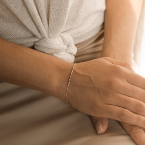 Custom Morse Code Bracelet on 14k Gold or Sterling Silver Chain, Personalized Birthday Gift for Female Friend Mom or Sister