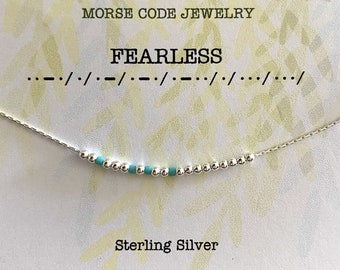 Fearless necklace for women - Morse Code Jewelry gifts for her - Best friend recover gifts - Dainty necklace cancer gifts