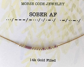 Alcoholics Anonymous Encouragement Gift • Morse Code Necklace Sobriety Gift • Recovery Gifts • Recovery Necklace, Sober Gift for Women