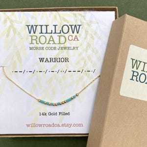 Warrior Morse Code Necklace, Hidden Message Necklace, Strength Gift, Breast Cancer Gifts for Friend, Sister. Mom