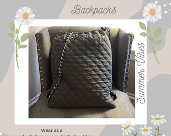 Crossbody Backpack Bag, Quilted Backpack with Two Way Convertible Shoulder Strap