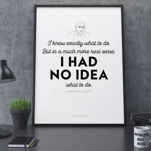 Michael Scott, The Office TV show, I Had No Idea printable quote, digital art instant download, gift or wall decor
