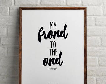 Print van een brede stadsblad, minimalistische kunst met een vriend (digitale download)