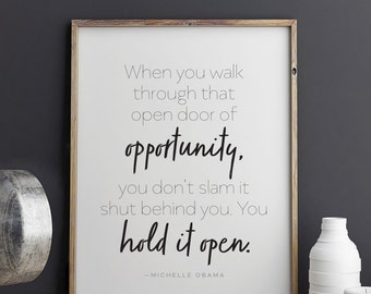 Michelle Obama Quote Print | Open Door of Opportunity (Digital Download)