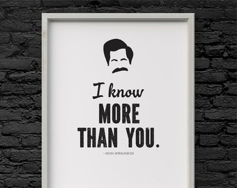 Ron Swanson Quote Print, Parks and Recreation Art (Digital Download)