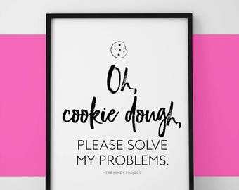 Koekjesdeeg Los mijn problemen op met citaatprint, keukendecor (digitale download)