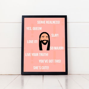 Jonaton Van Ness Queer Eye Pink Yes Queen Slay Cute Love Truth Druckbares Poster Digital Art 8 x 10 8,5 x 11
